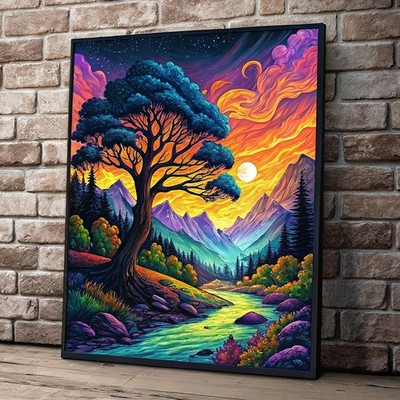 Regenbogen Berg Landschaft Wand Natur Wohndeko Kunstdruck Poster Expressionismus