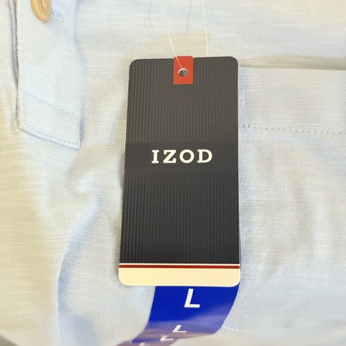 Camisa Polo IZOD Para Hombres Grande Azul Transparente Aire Tacto Suave Natural Elastizado Bolsillo Golf - Imagen 4 de 11