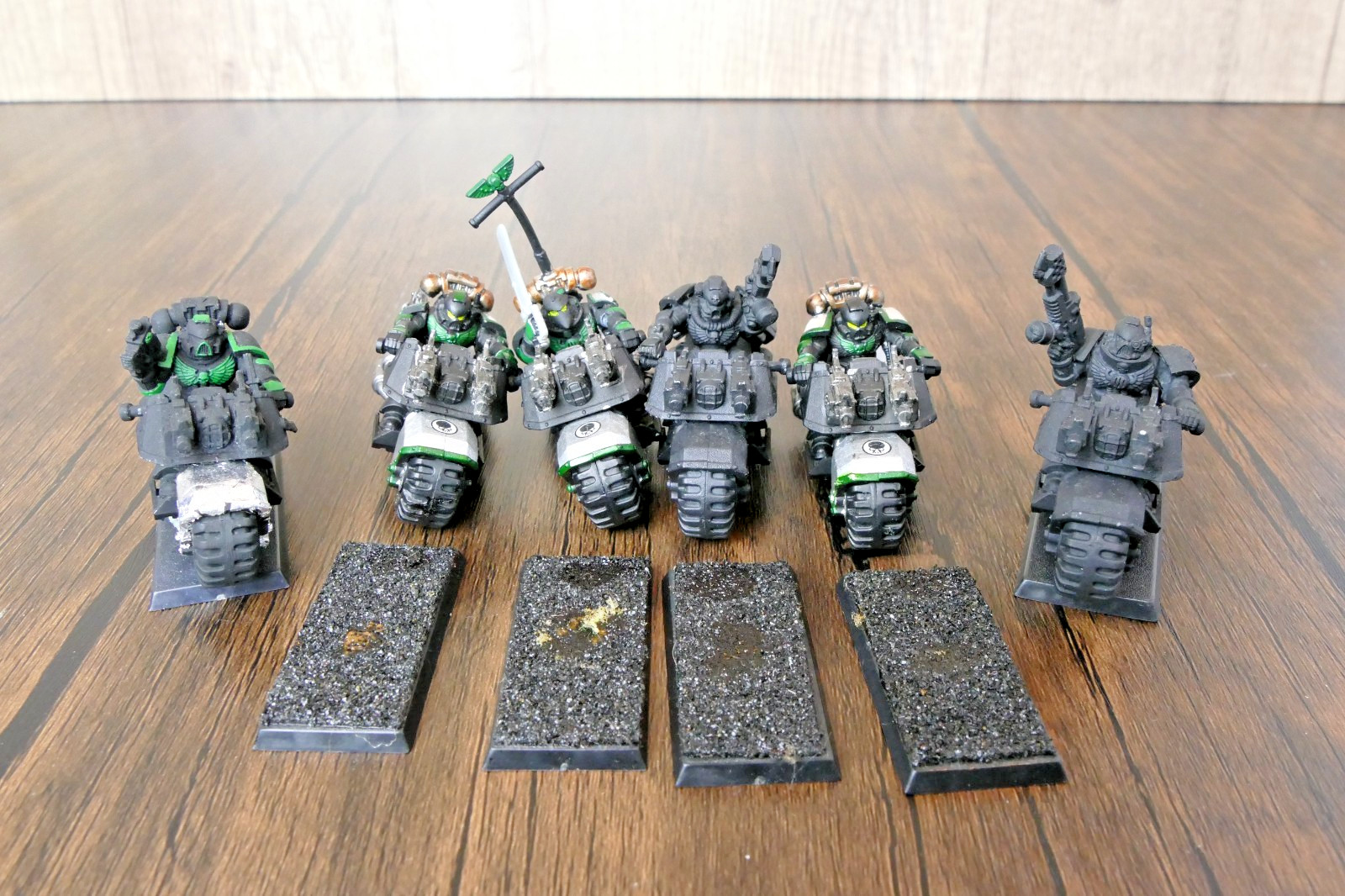 Bicicletas de asalto Warhammer 40k Marines Espaciales Primogénitos Ángeles Oscuros (6) Semipintadas