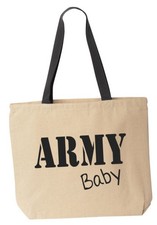 ARMY Baby Cute Reusable Patriotic Military Tote Bag Made in the USA Black Handle
