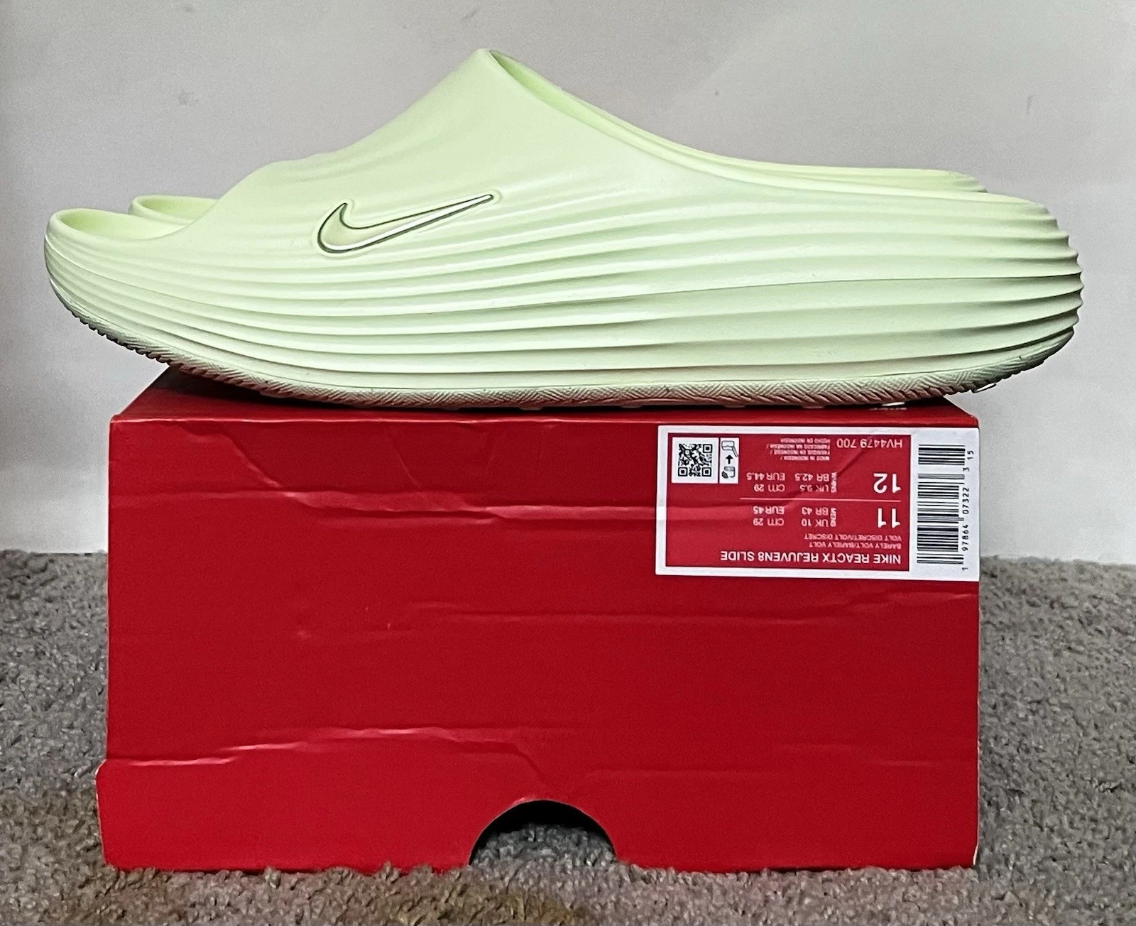 Size 11M- Nike ReactX Rejuven8 Slide Barely Volt Lemon Twist NBY HV4479-700