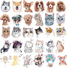 30 Pieces Animals Temporary Tattoos for Kids Women, Dogs Cats Waterproof Tatt...