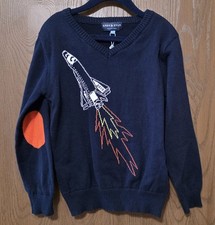 Andy Evan sweater cardigan Size 7T space shuttle rocket blue cotton spaceship