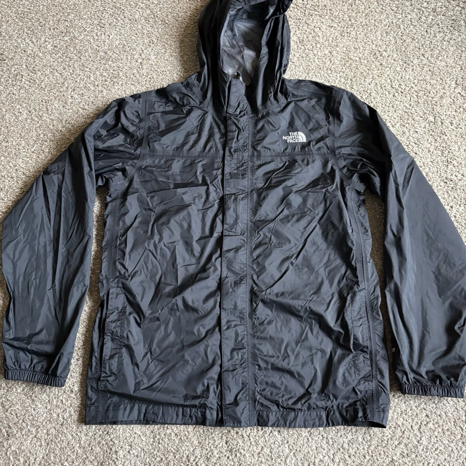 The North Face Boys Hyvent Hooded Rain Jacket Black Size XL 18/20 Outdoor