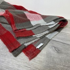 Threshold Plaid Throw Blanket Red Gray White 60 x50 Acrylic Farmhouse Decor Cozy
