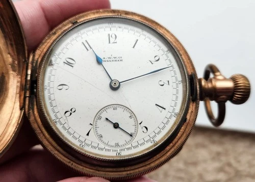 Antique Waltham 15J HUNTING Chronograph POCKET WATCH Gold Fill - Parts