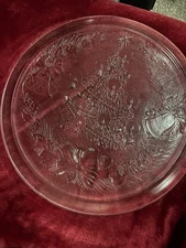 Vtg Duralex France Clear Glass Christmas Tree 13” Plate Cookie Tray Round