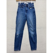 AYR Slim High Rise Tapered Leg Jeans Blue Distressed Women 23x26