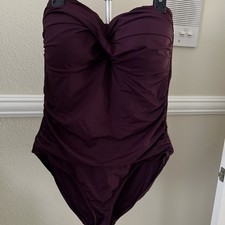 Anne Cole Women's One Piece Swimsuit burgandy 14