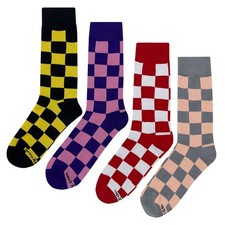 NWT Checker 3 Dress Socks 4 Pack Novelty Men 8-12 Crazy Fun Sockfly