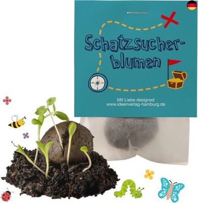 10x ''Schatzsuche'' Samenbomben als Schatztruhe Kindergeburtstag Inhalt &