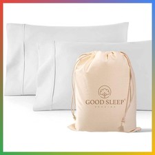 Pillow Cases Set 2 Standard Queen Egyptian Cotton 1000 TC White Soft Cooling Sat