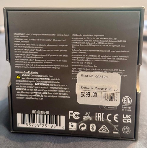 Garmin Enduro 010-02408-01 Solar GPS Smartwatch Titanium DLC Gray – Brand New - Picture 5 of 5