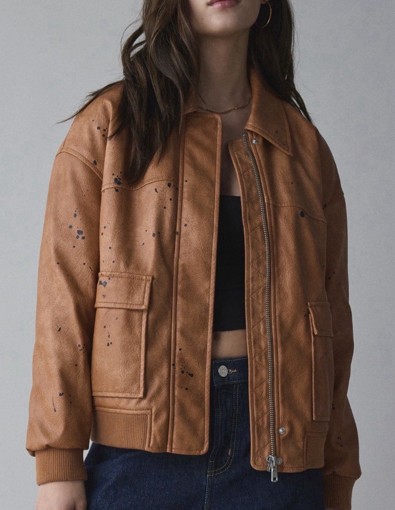 NWT Silence + Noise Painterly Faux Leather Jacket Size Small Urban Outfitters