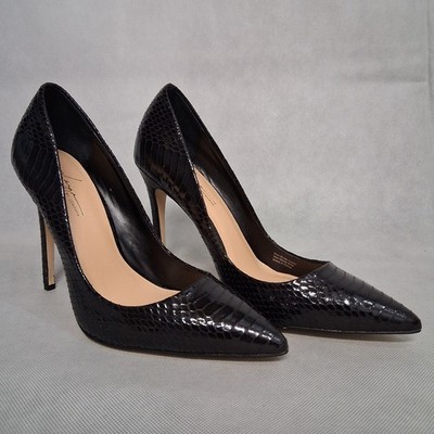 Daya by Zendaya Kyle Black Snakeskin Stiletto Heels 10 Pointed Toe 4.5'' Heel