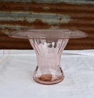 Vintage Lancaster Glass A1/1/2 or  Pink Depression Etched Hat Rolled Rim Vase