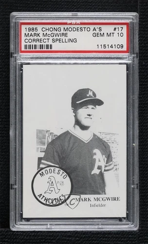 1985 Frank Chong Modesto A's Mark McGwire #17 PSA 10 GEM MT Rookie RC