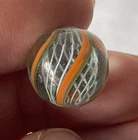 ~41/64" Antique Handmade German Pontils Glass White Latticino Core Marble #A599