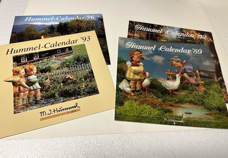 4 Vintage Collectible Hummel Calendars. 1989, 1992, 1993, 1996. Mint Condition