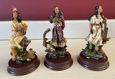 VINTAGE K S COLLECTION LOT/3 6  NATIVE AMERICAN INDIAN WOMEN FIGURES - NEW