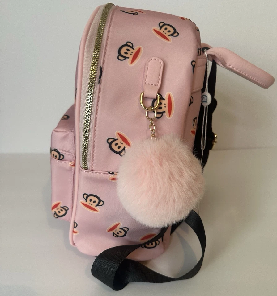 Mini Mochila Paul Frank Rosa Julio Mono Feliz Frontal Cremallera Logo Correas Doradas Foto 2 de 4