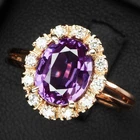 925 Sterling Silver Rose Gold Rings Mesmerizing Vivid Purple Sapphire 2.80Ct