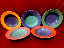 Lindt Stymeist Colorways Set Of 5 Rimmed Pasta/Soup Bowls 9"