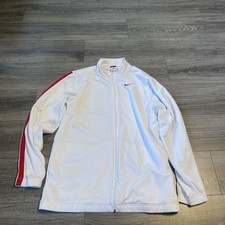 Nike Men's White 90s vintage Track Jacket Red Swoosh full zip Size L