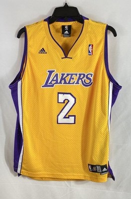 Adidas Boys Los Angeles Lakers Derek Fisher #2 Basketball Jersey Yellow Mesh XL