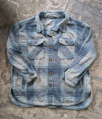 Plaid Shacket Womens 2XL Blue White Wool Poly Blend Members Mark Flannel Shirt