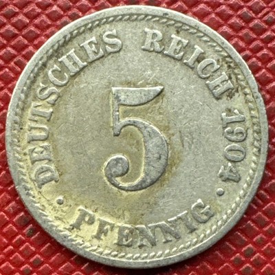 Germany, Empire 1904-D Copper-Nickel 5 Pfennig. Wilhelm II. Better Date. KM# 11