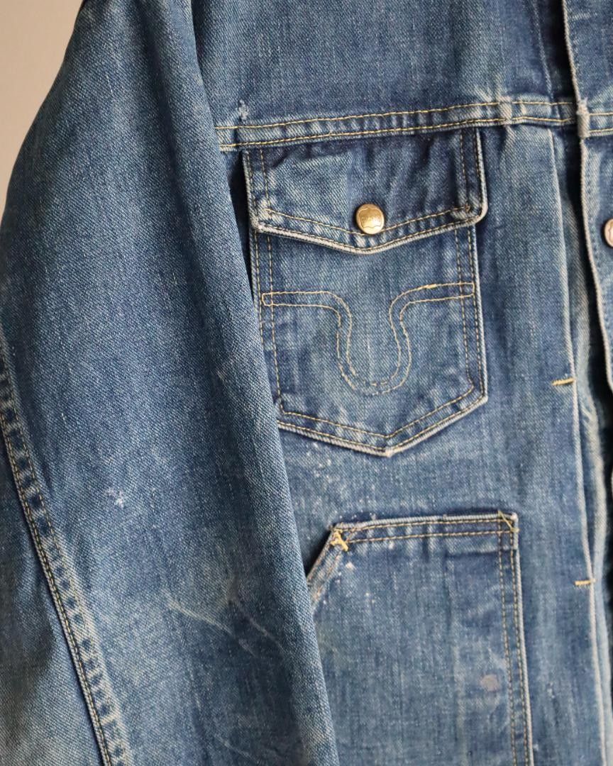 50S〜60S BIG SMITH×Buckaroo レザー 濃紺 ビンテージ キッズ 古着 50-60s Buckaroo by BIG SMITH フロント ジップ