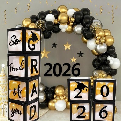 Decoraciones para Graduación y Año Nuevo 2026, set de fiesta con 4 cajas de glob