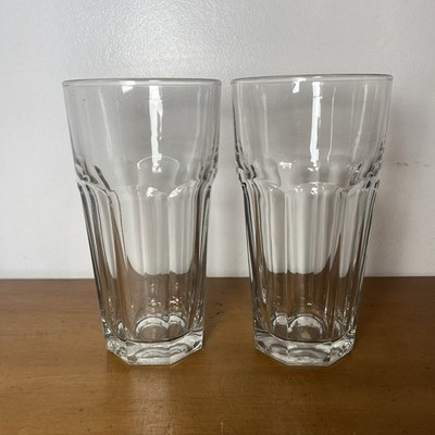 Libbey Duratuff Gibraltar Tumblers 8 Paneled Glasses 7  Tall Heavy 30oz Set Of 2