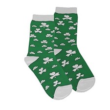 St. Patrick's Day Kids Socks With White Shamrock Print Colour 4-8 Years Green