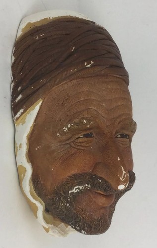 Persian Bossons Head England Chalkware Wall Decor Retro - Picture 3 of 9