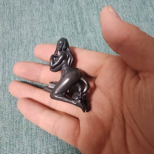 Old Black Solid Brass Plump Woman Sexy Beauty Girl Body Modle Statue Ornament - Picture 8 of 11