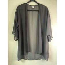 H&M Divided Black Sheer Kimono Open Front Cover Up XS