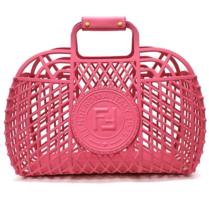 Fendi Basket Medium Bag Matte Rose Gold Metal Fittings Calf