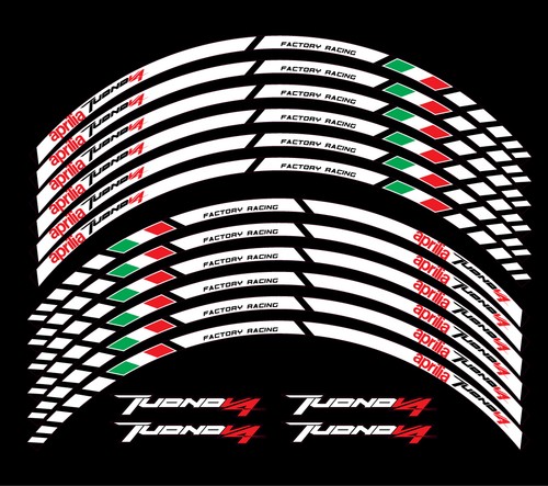 aprilia Tuono V4 factory refclective motorcycle wheel decals rim stickers set - Picture 4 of 5