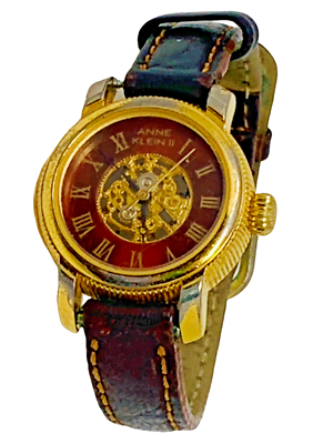 Anne Klein Gears Quartz Ladies Brown and Gold Watch | eBay