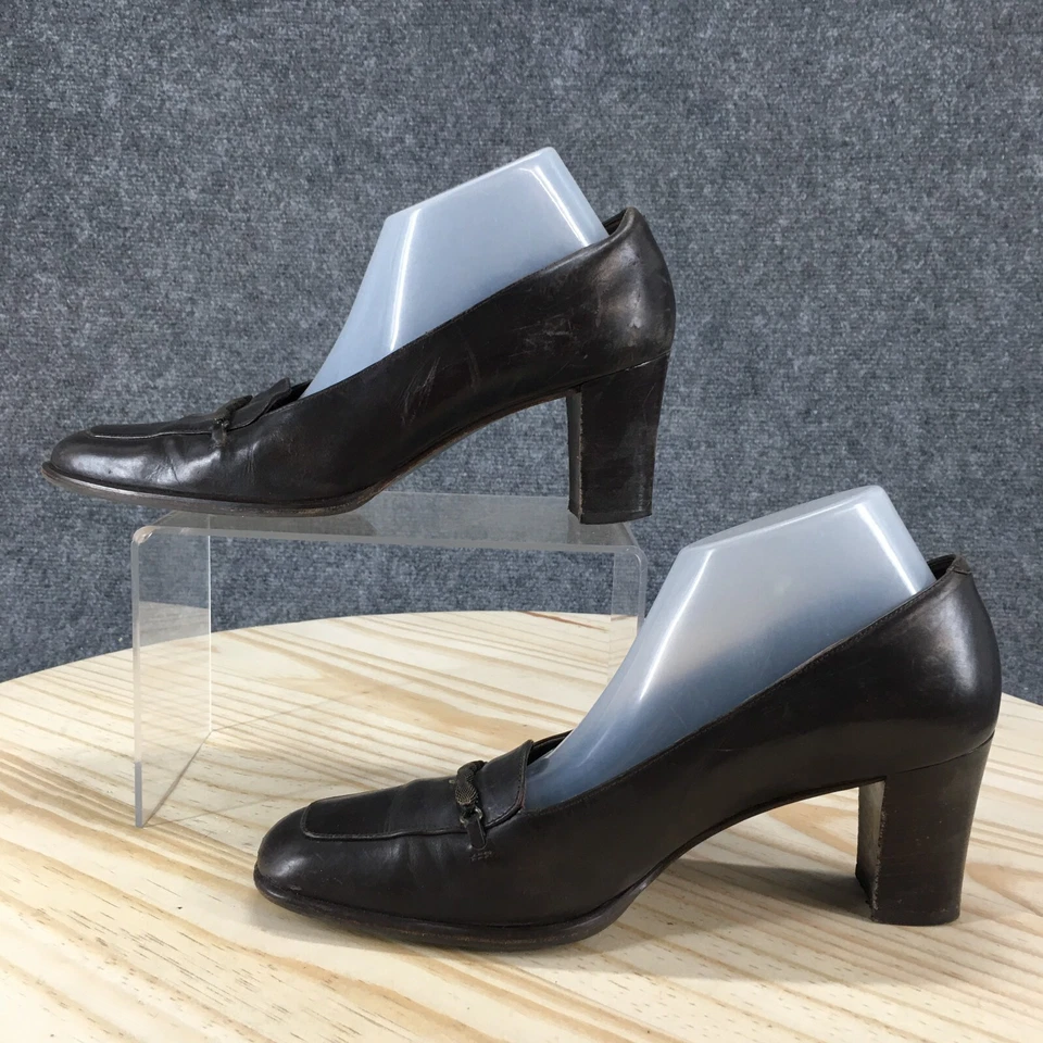 Amalfi Heels Womens 7 B Pump Brown Slip On Ankle Block Casual Round Toe Comfort - Image 2 of 4