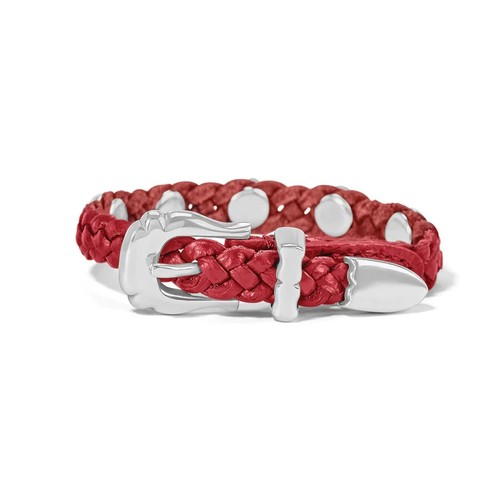 NWT Brighton Daisy Bandit Silver & Red Braided Leather Bracelet $52 - Picture 2 of 5
