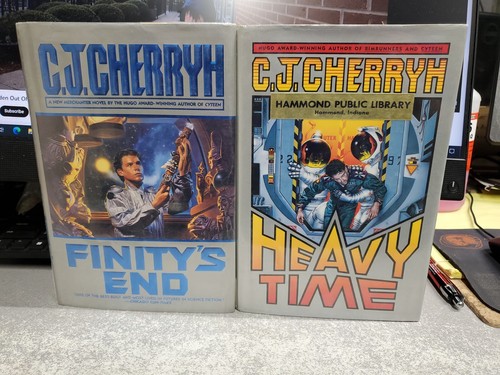 Finity's End & Heavy Time by C. J. Cherryh (Hardcover) Book Lot Ex-Library Rent