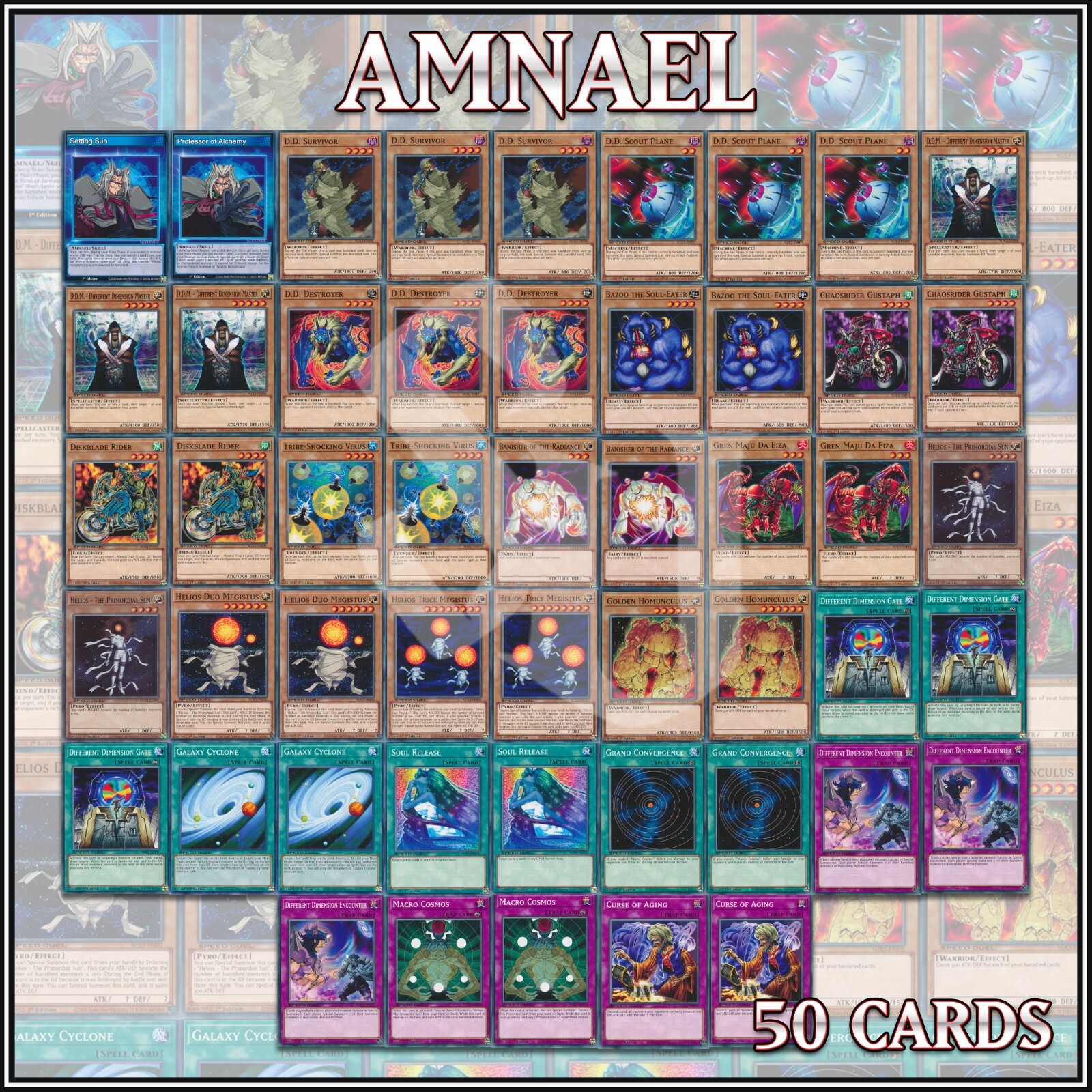 Yugioh Magician Deck 50  Includes Helios, Sun Duos, Trice, Macro Cosmos, Gren  Maju D.D. Cards YuGiOh Deck