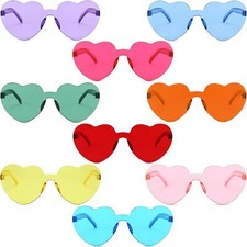9 Pack Heart Shaped Sunglasses Rimless Glasses for Multicolor