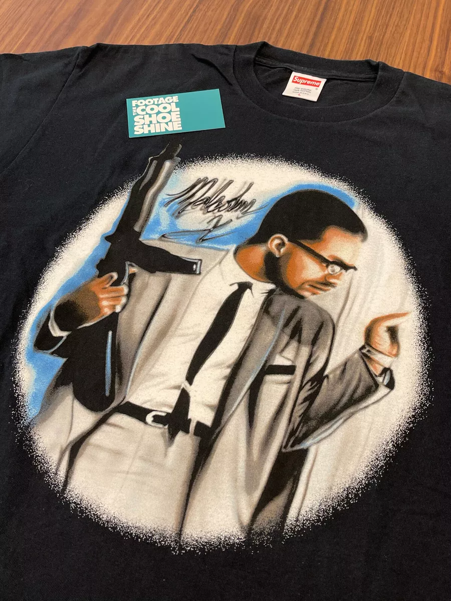 2003 SS03 SUPREME MALCOLM X AIRBRUSHED TEE SHIRT BLACK BOX LOGO LARGE L