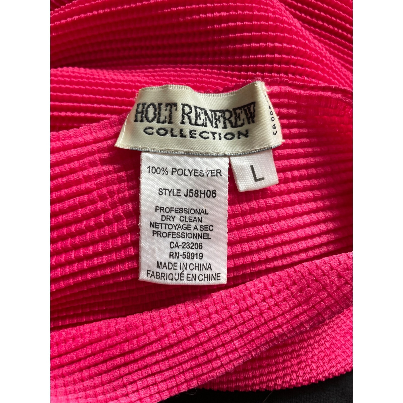 90s Holt Renfrew Crop Top Waffle Knit Red Pink Mock Neck Long Sleeve Sz L