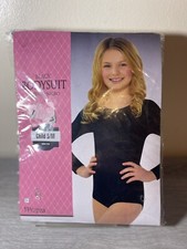 Costumes USA Leotard Bodysuit Girls Sz S/M Black Long Sleeve Dance Gymnastics