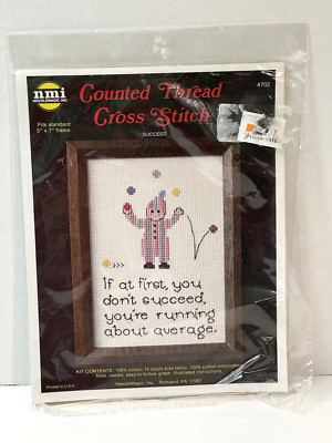 VTG NMI Needle Magic Counted Thread Cross Stitch Kit Succeed 702 Juggle USA NEW
